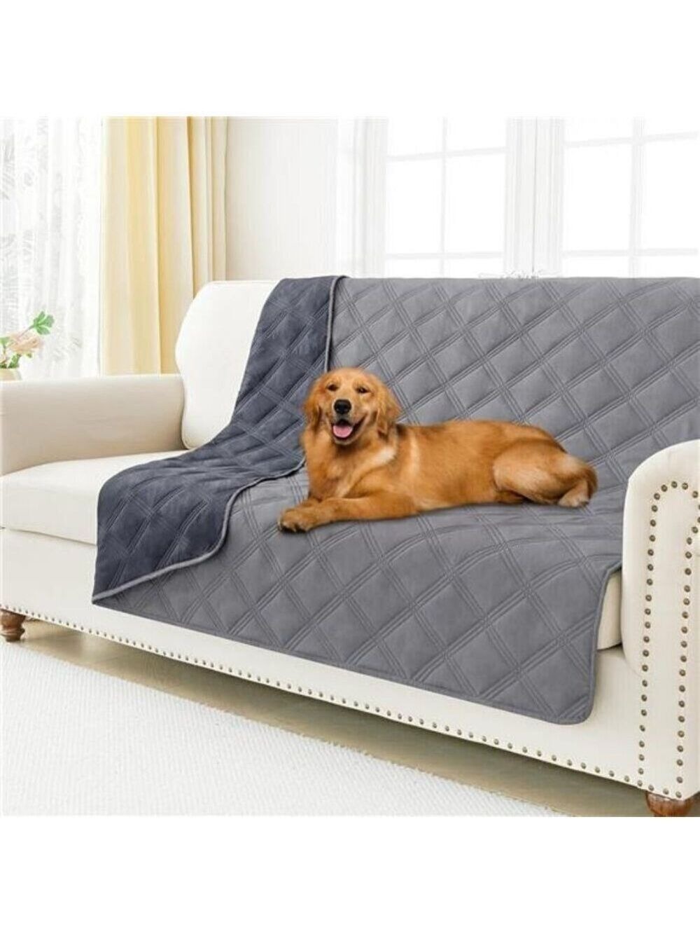 GRAY Waterproof Dog Bed Cover Blanket 68x82 Soft Reversible Pet Blanket Comfy NW